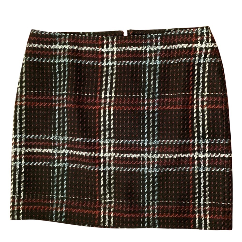 WHBM Mini Skirt Plaid Wool Blend Multi Colors Lined -‎ size 10